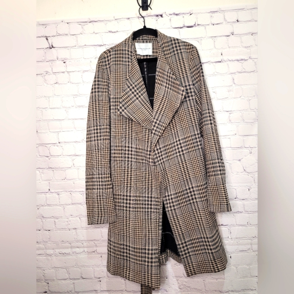 Women's Carolina Belle Belted Coat Plaid Fall Colors Size Small Knee Length‎